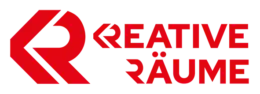 Logo von Kreative Räume mit rotem K-Symbol und Schriftzug in Rot auf weißem Hintergrund